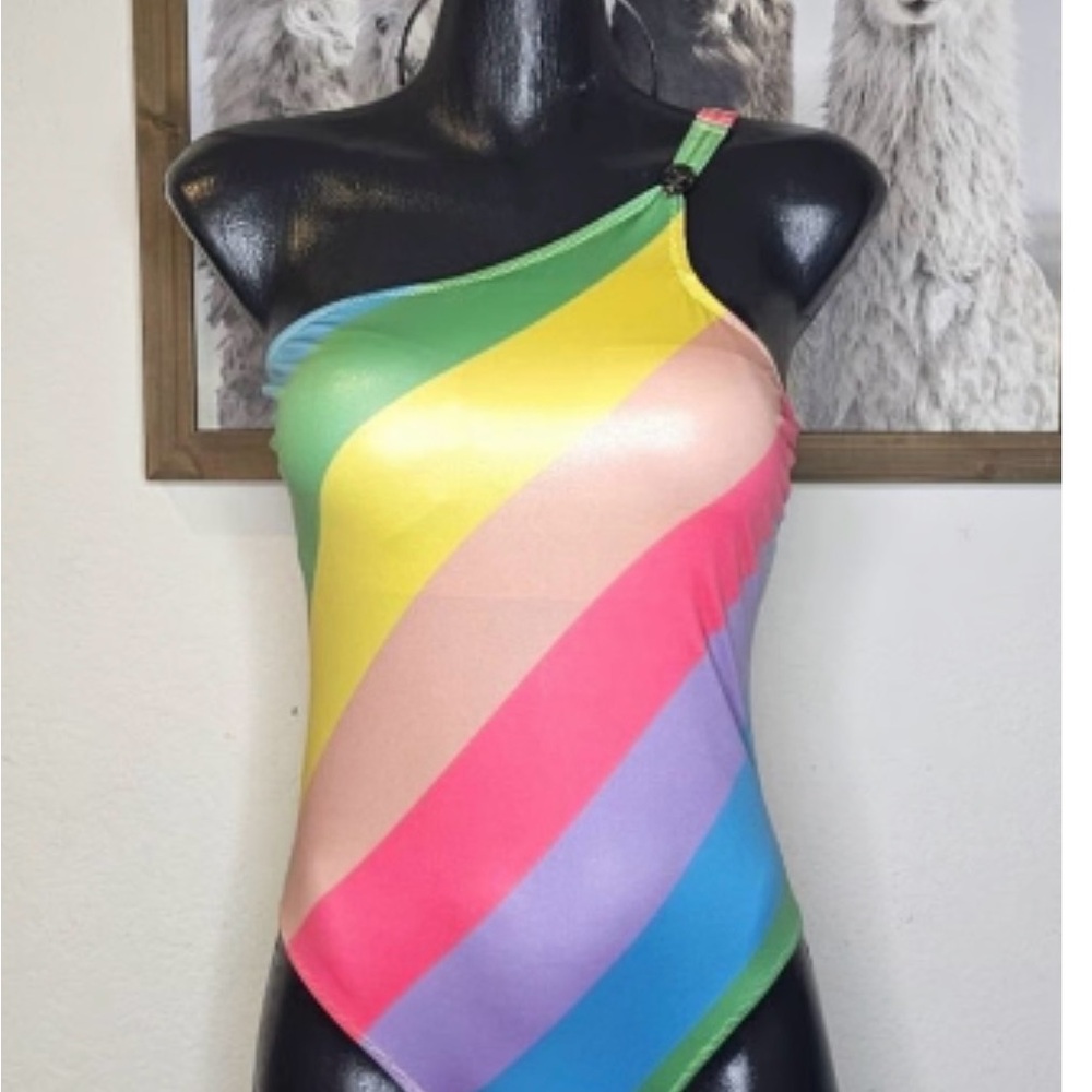 Kurt Geiger Rainbow Striped One Piece Swimsuit